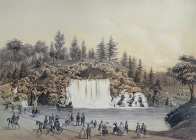 The Big Cascade in the Bois de Boulogne in Paris, published by Caudrilier, 1860 by J. Walter